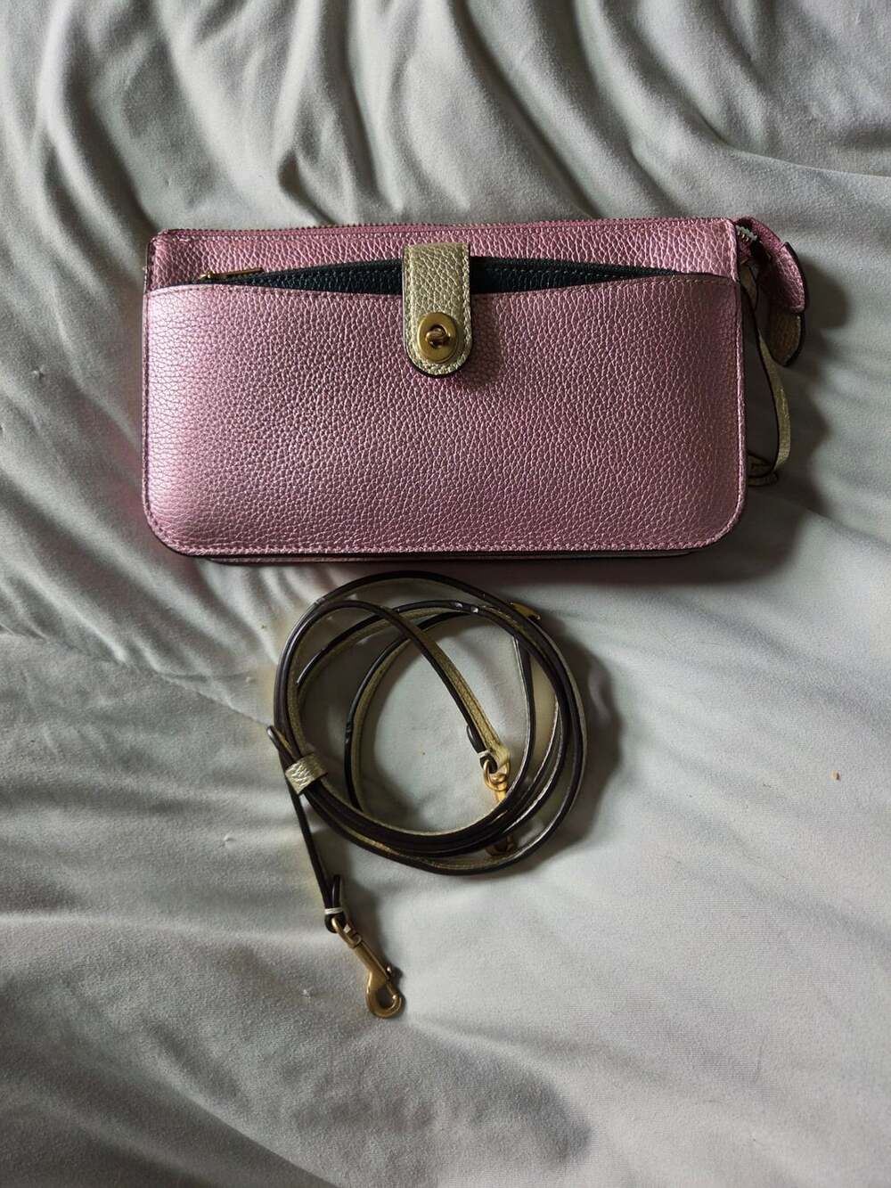 Coach Noa Pop Up Messenger Metallic Pink Leather